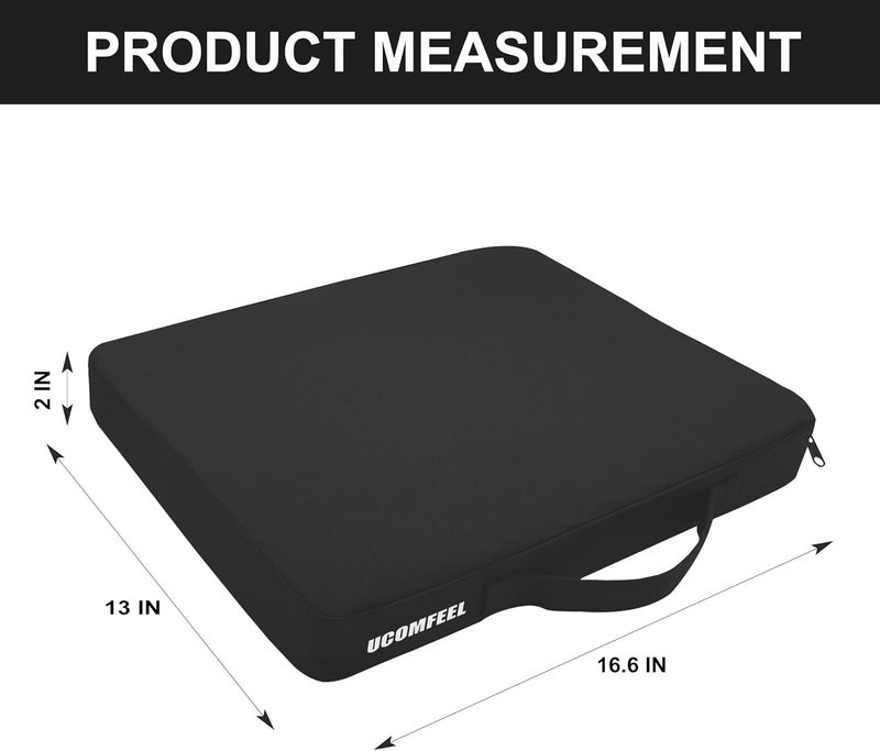 UCOMFEEL Portable Stadium Seat Cushions with Handle, 2 Inches Thick, Waterproof Oxford Fabric, Zipper Design, Set of 2 (Black) - Image 2